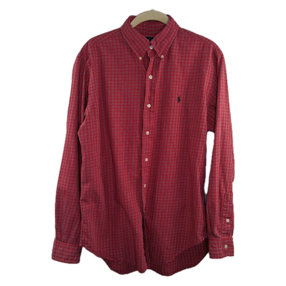 Vintage Polo Ralph Lauren Button Down Shirt Men’s Red Woodsman Plaid Size M